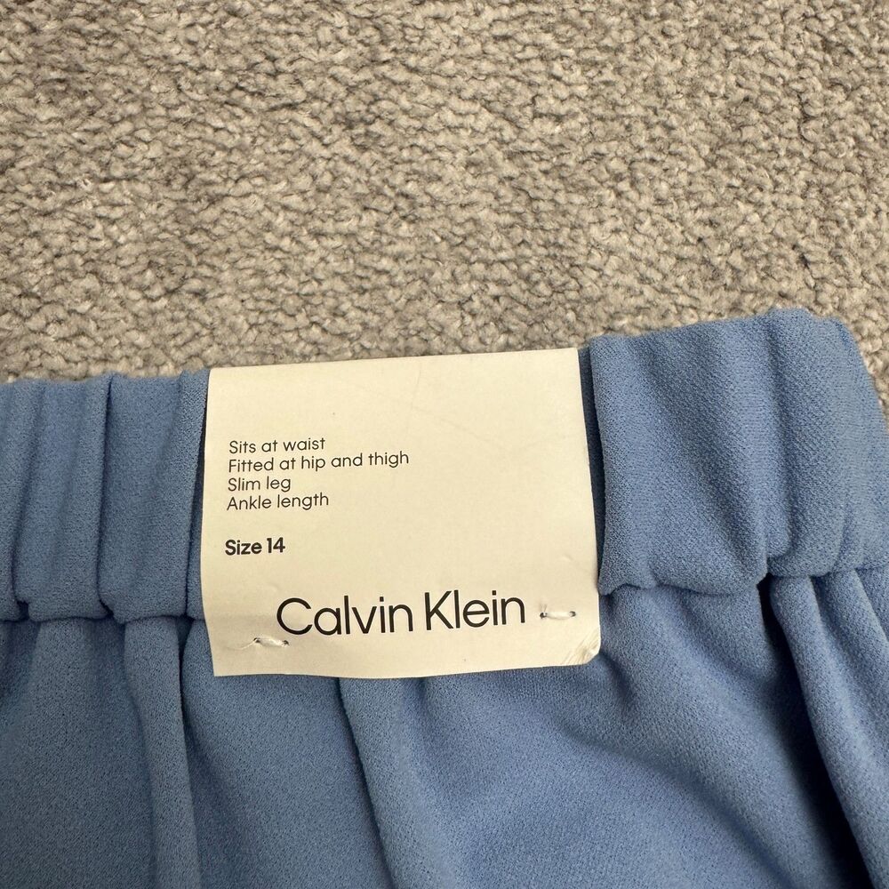 Calvin Klein Slim Leg Ankle Length Trouser Dress Pants Womens 14 Blue Infinite - Picture 6 of 16